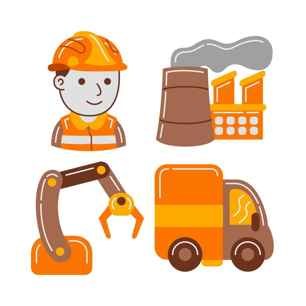 industry objects vector illustrations set