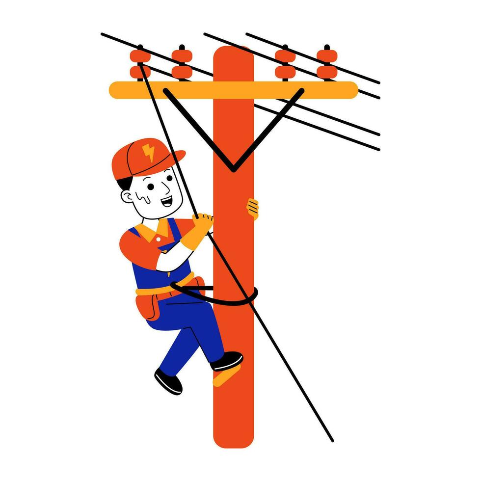 young man electrician vector illustration