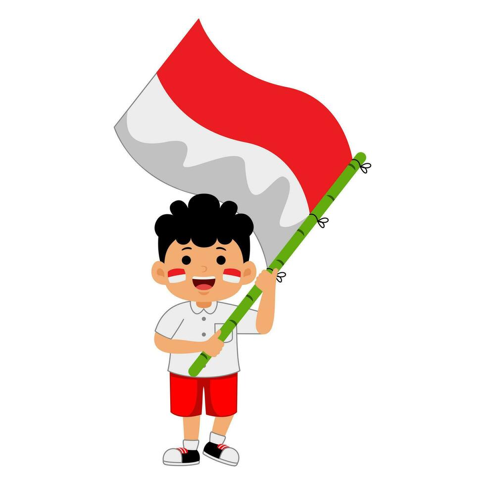 niña niños celebrar Indonesia independencia día vector