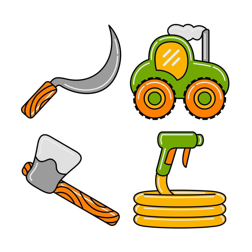 agriculture objects vector illustrations set