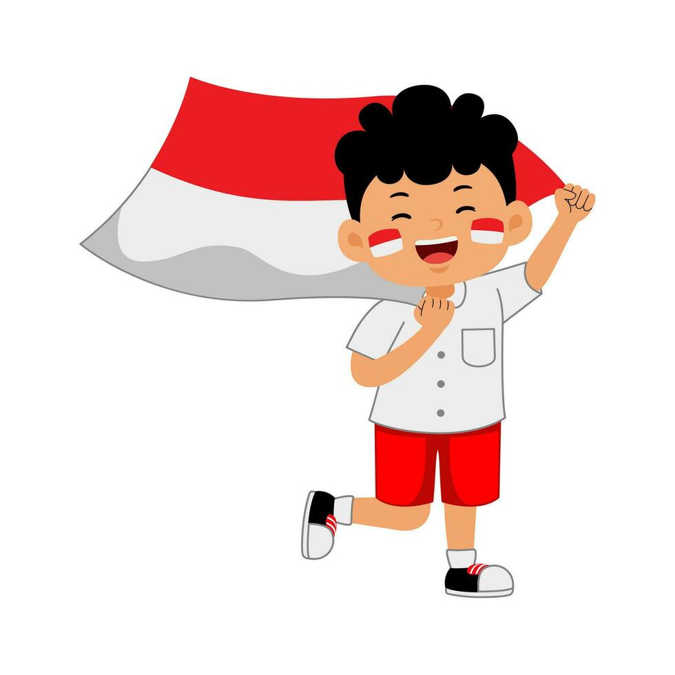 girl kids celebrate Indonesia Independence Day vector