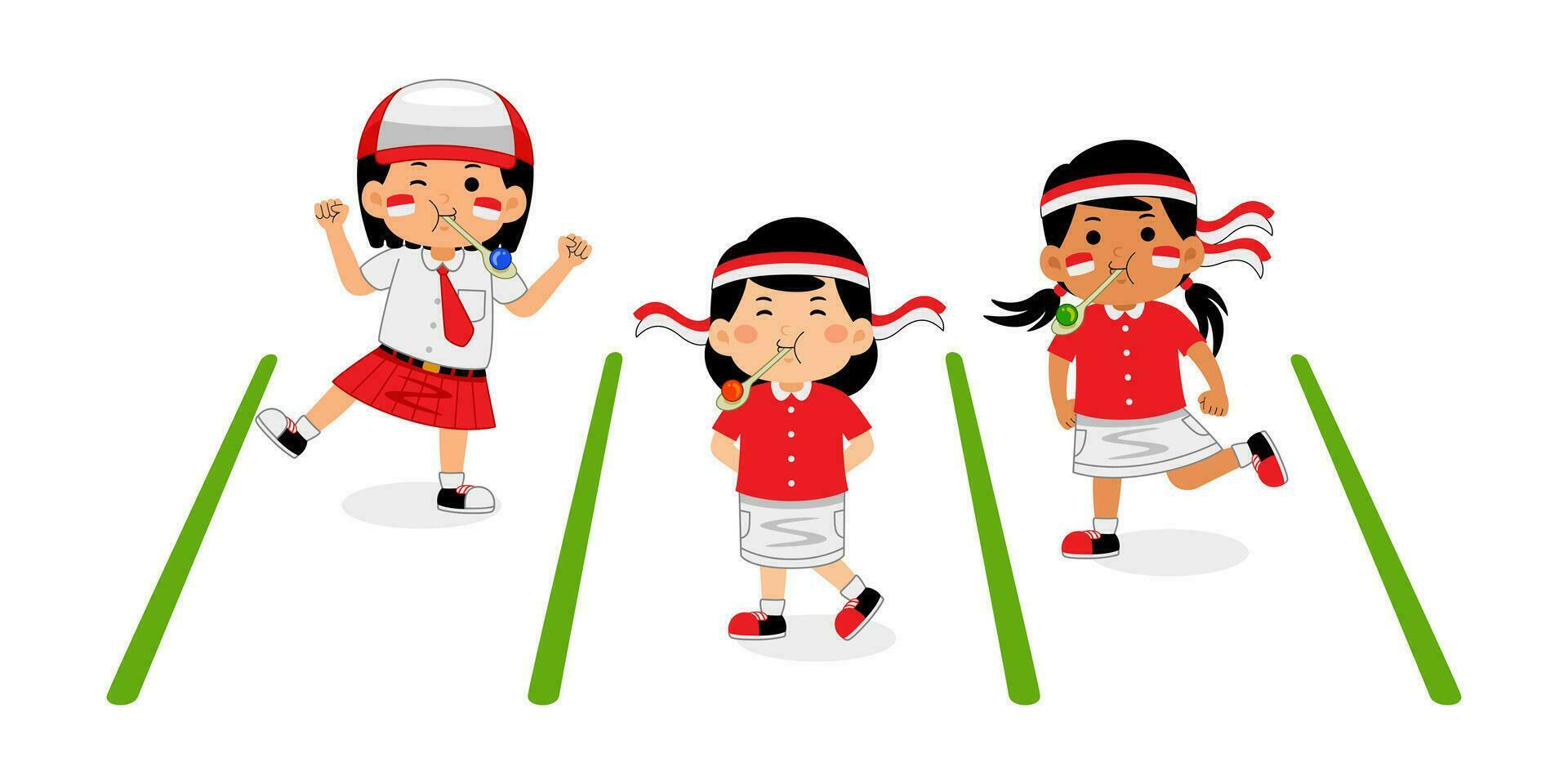 girl kids celebrate Indonesia Independence Day vector