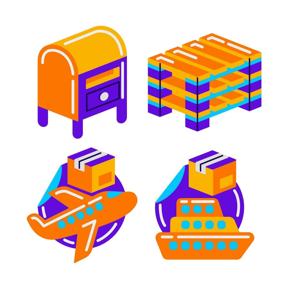 delivery service objects vector illustrations set