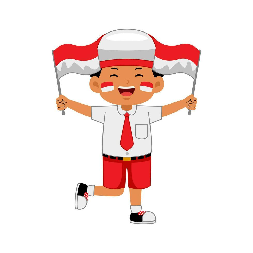 girl kids celebrate Indonesia Independence Day vector