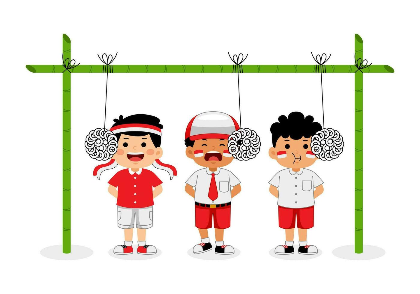 girl kids celebrate Indonesia Independence Day vector