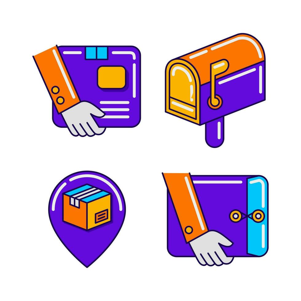 delivery service objects vector illustrations set