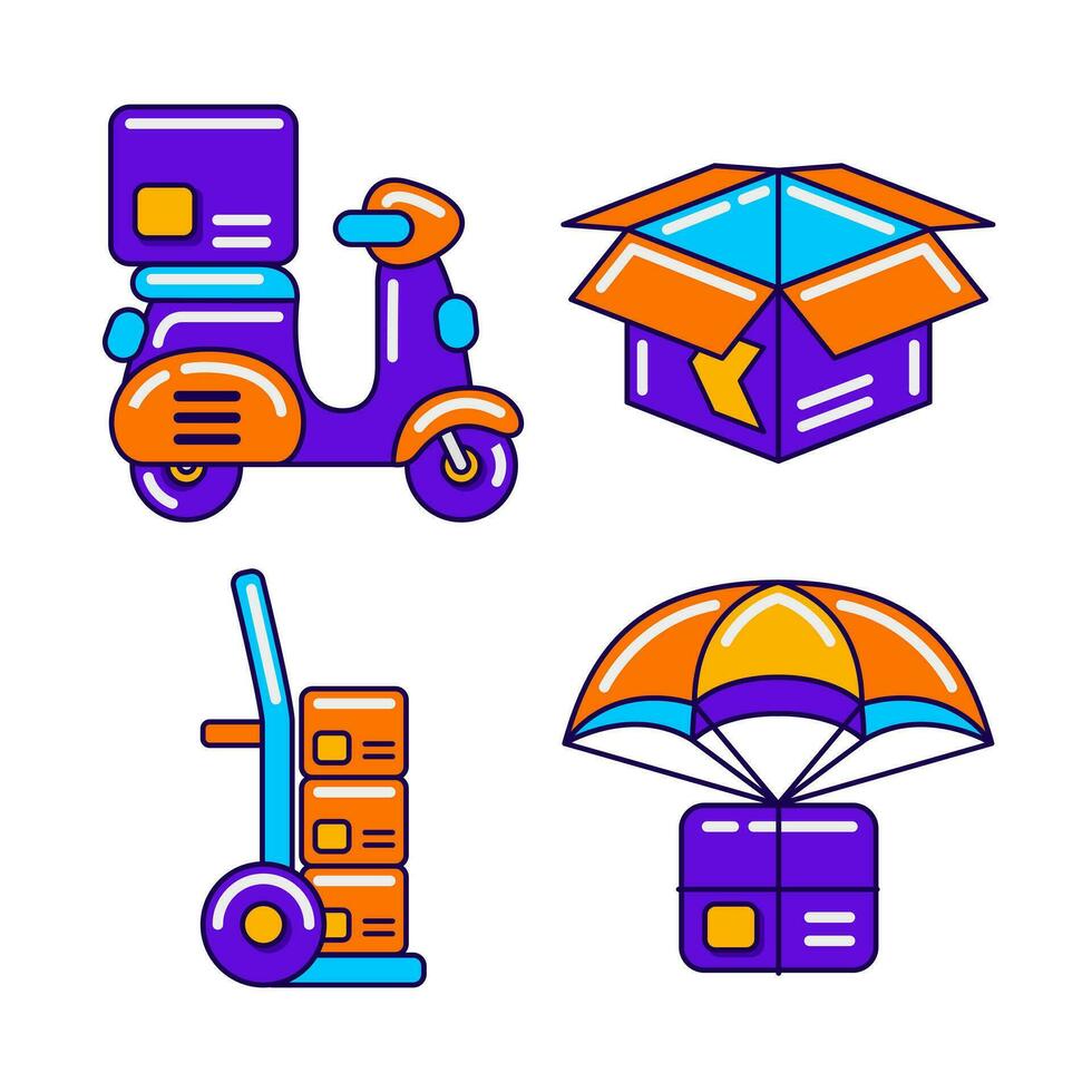 delivery service objects vector illustrations set