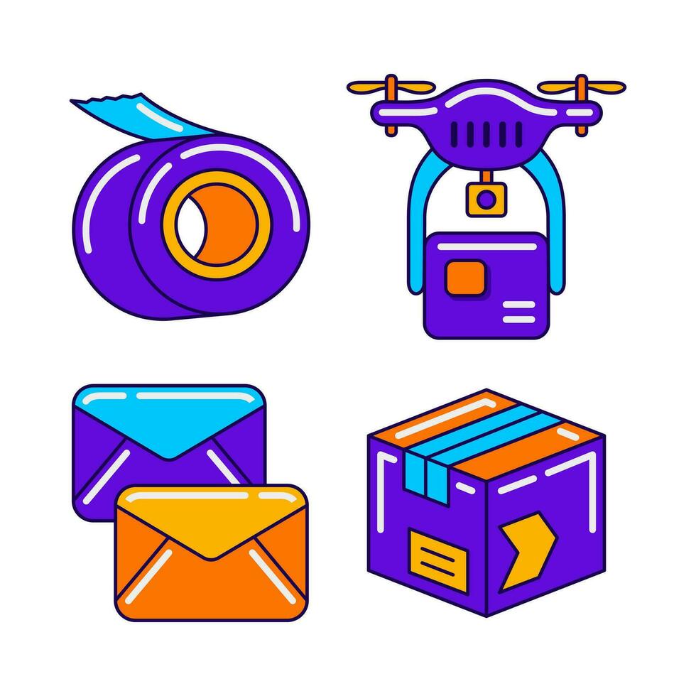 delivery service objects vector illustrations set