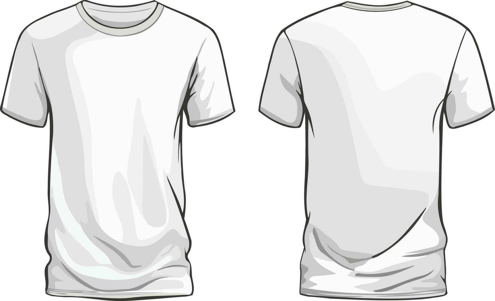 Blank white t-shirt template, front and back vector