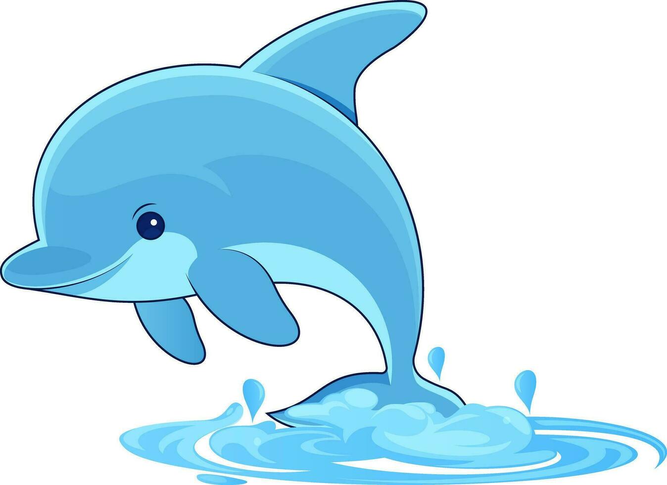 A cute cartoon Dolphin jumping out of the water vector illustration