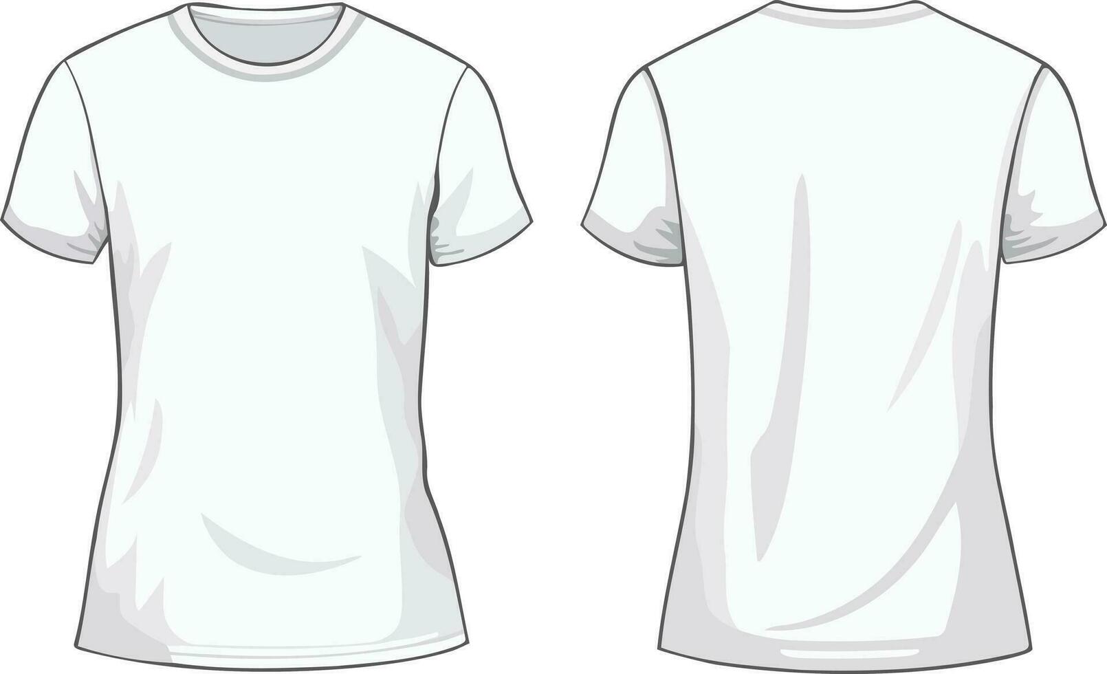 Blank white t-shirt template, front and back vector