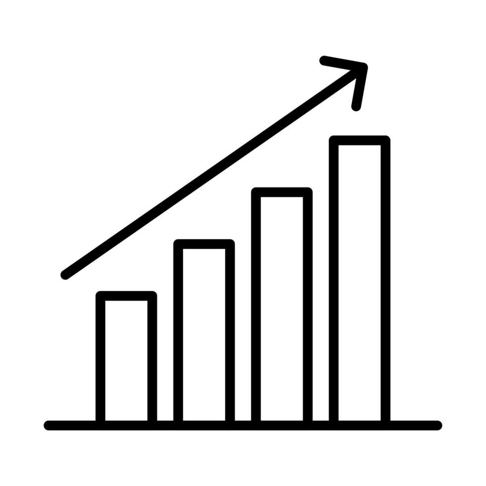 growth chart icon, profit business graph symbol sign in line vector