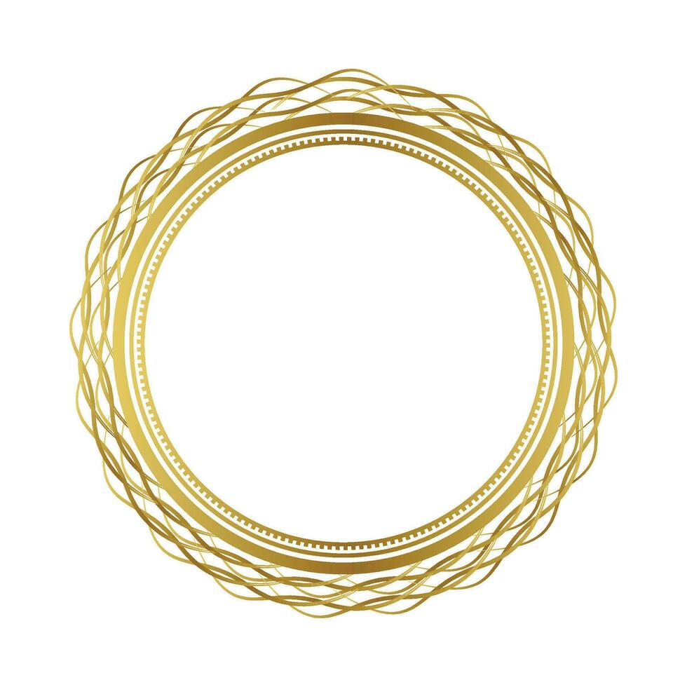 golden round frame with laurel wreath,Vintage flourish Round frame Circle label vector