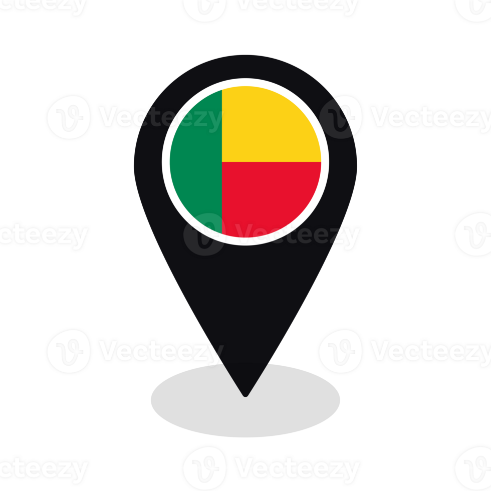 Flag of Benin flag on map pinpoint icon isolated black color png