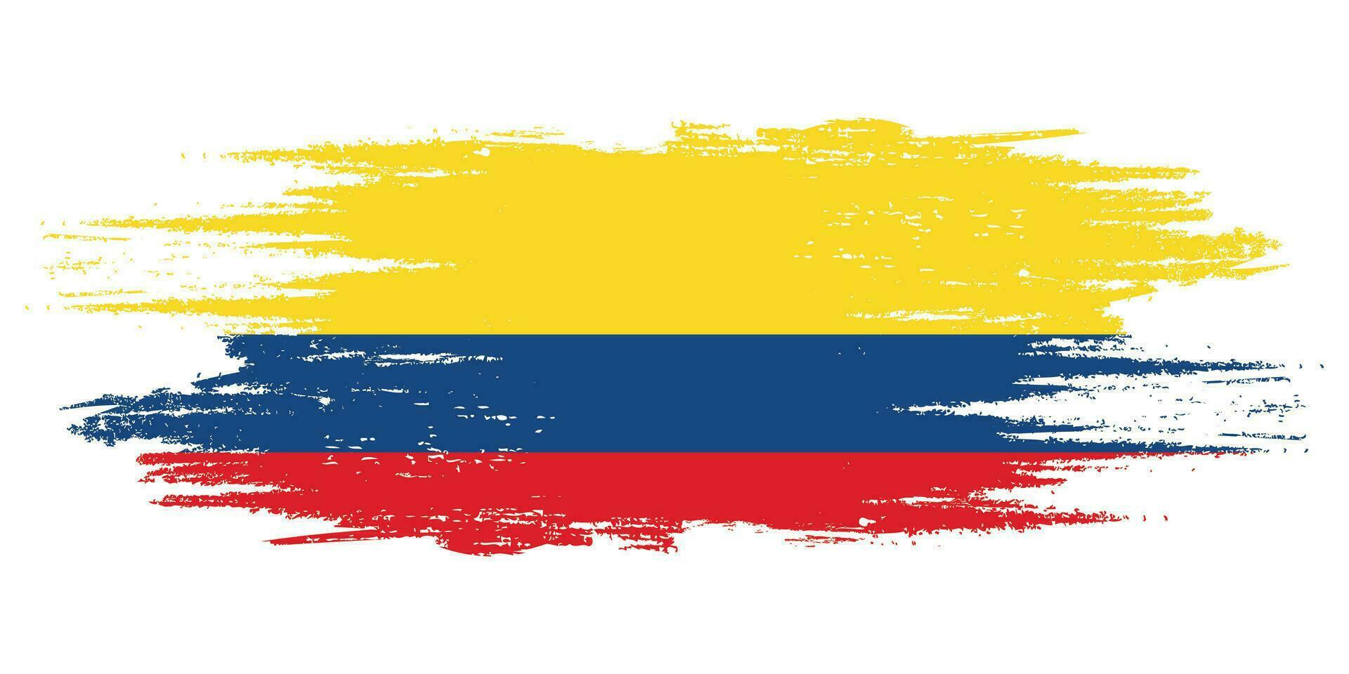 Colombia brush flag, Colombia flag brush watercolor flag design element vector