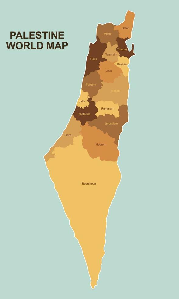 mundo mapa estado de Palestina. vector ilustración