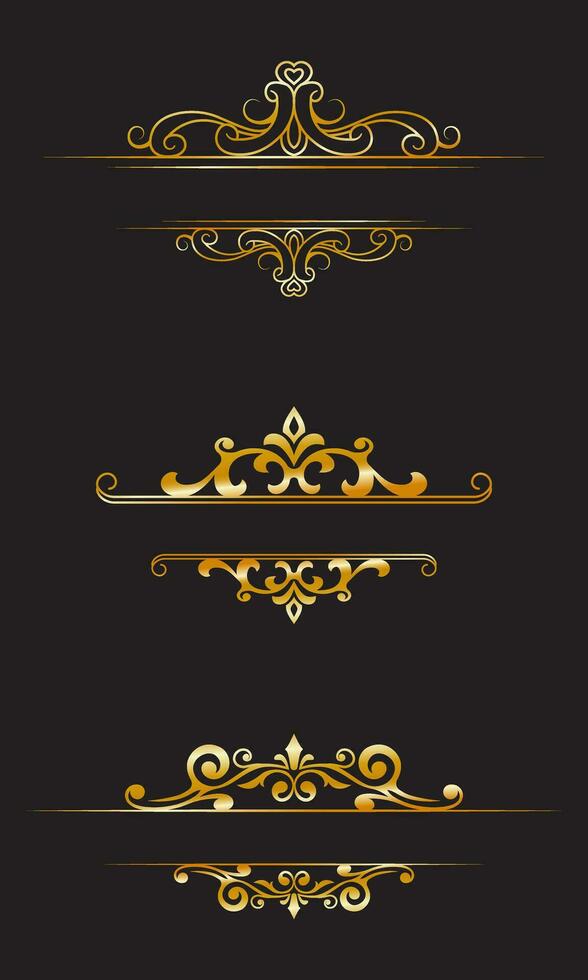 Collection of vintage floral gold border. Suitable for wedding invitation vector