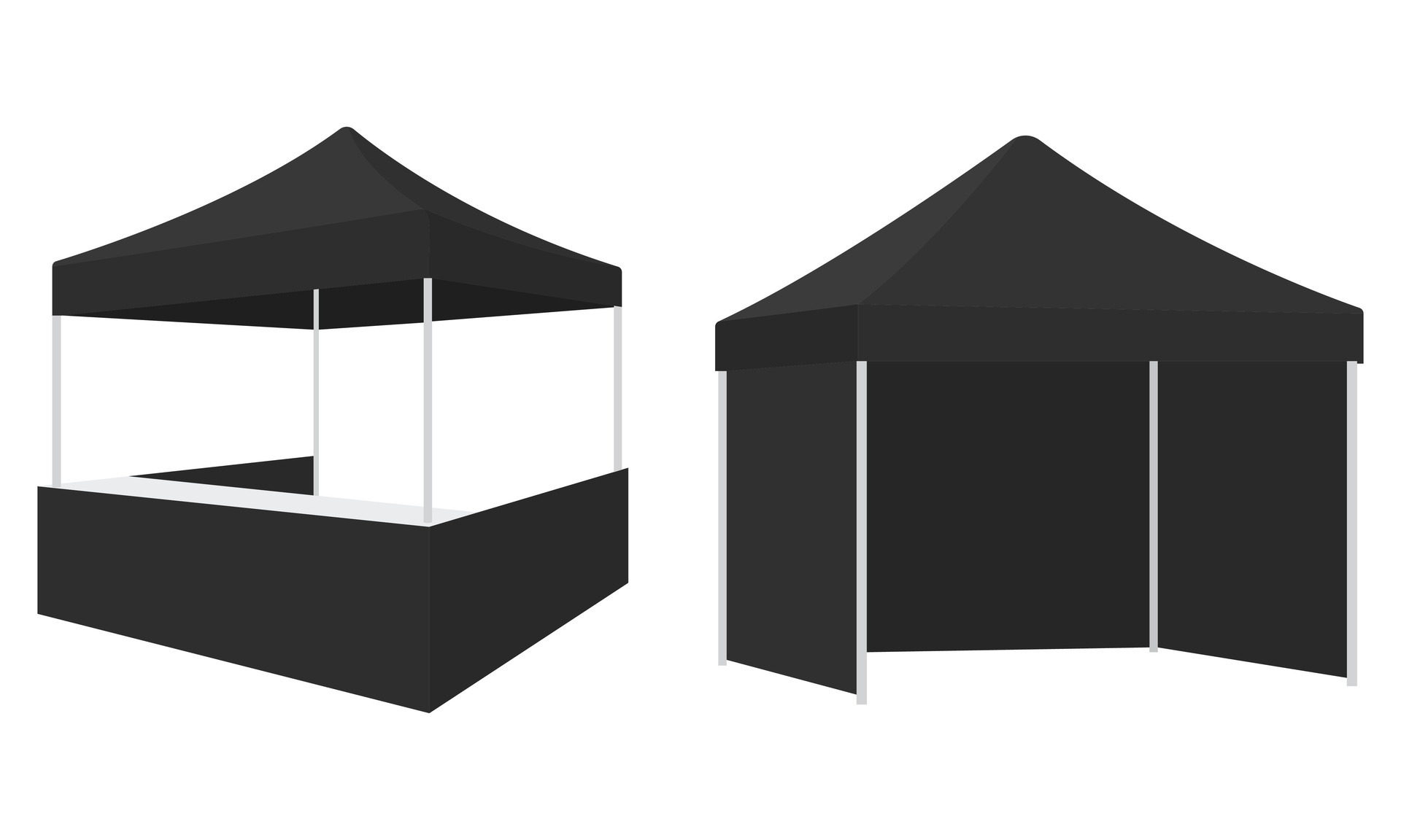 Variations of flat design booth tents, black event tents 34368322