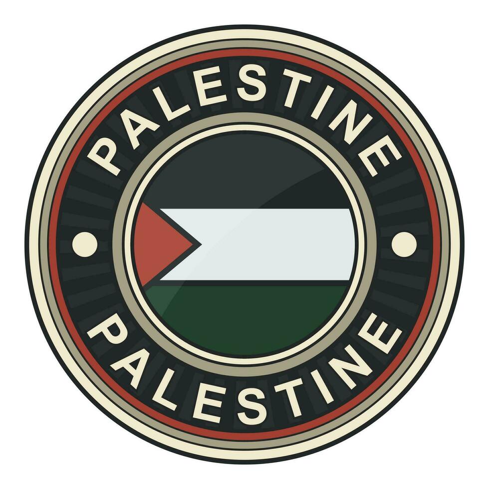 Circle Palestinian Flag badge logo. Modern emblem logo vector