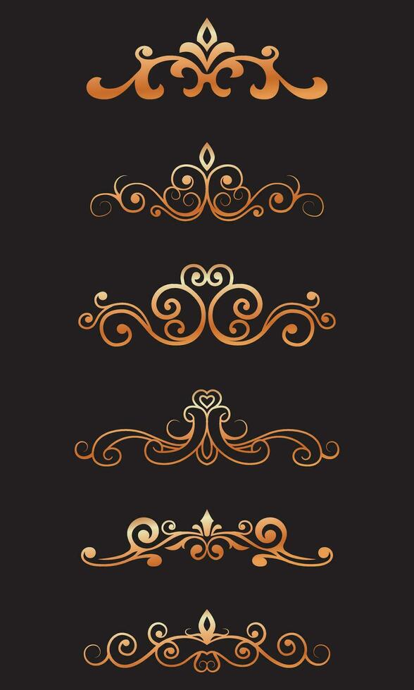 Collection of vintage gold floral ornaments vector