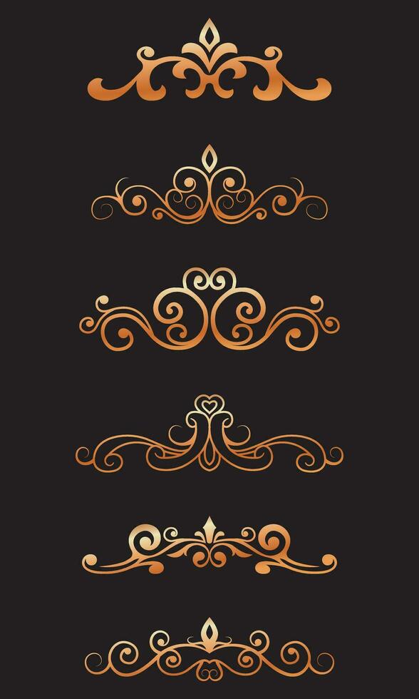 colección de Clásico oro floral adornos vector