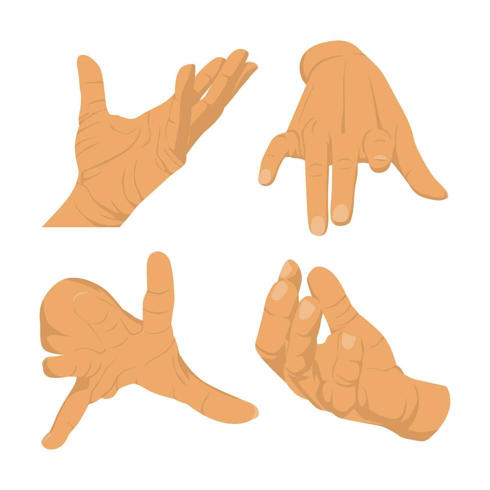 Collection of different wrist poses flat design, vector illustration