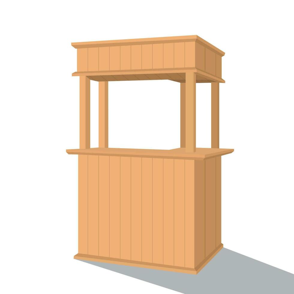 Flat design food cart. Outdoor wooden food cart vector