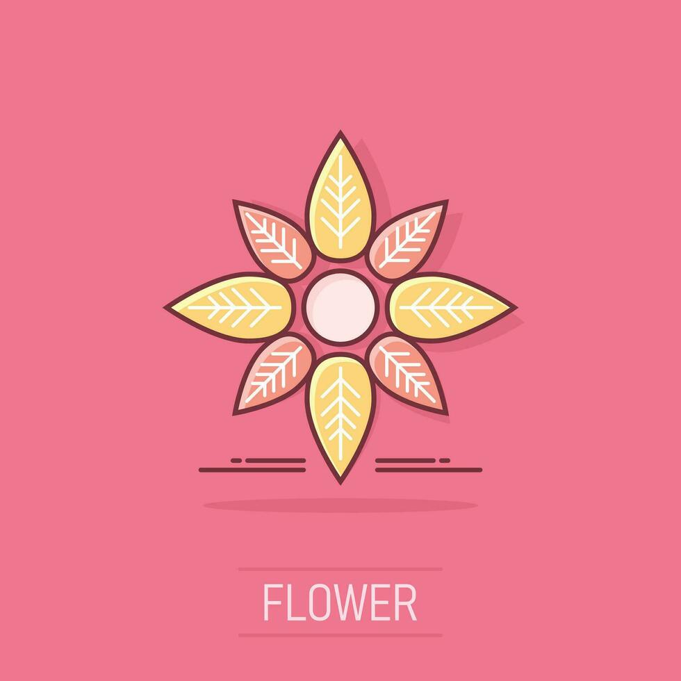 Cartoon flower icon in comic style. Petal illustration pictogram. Floral sign splash business concept. vector