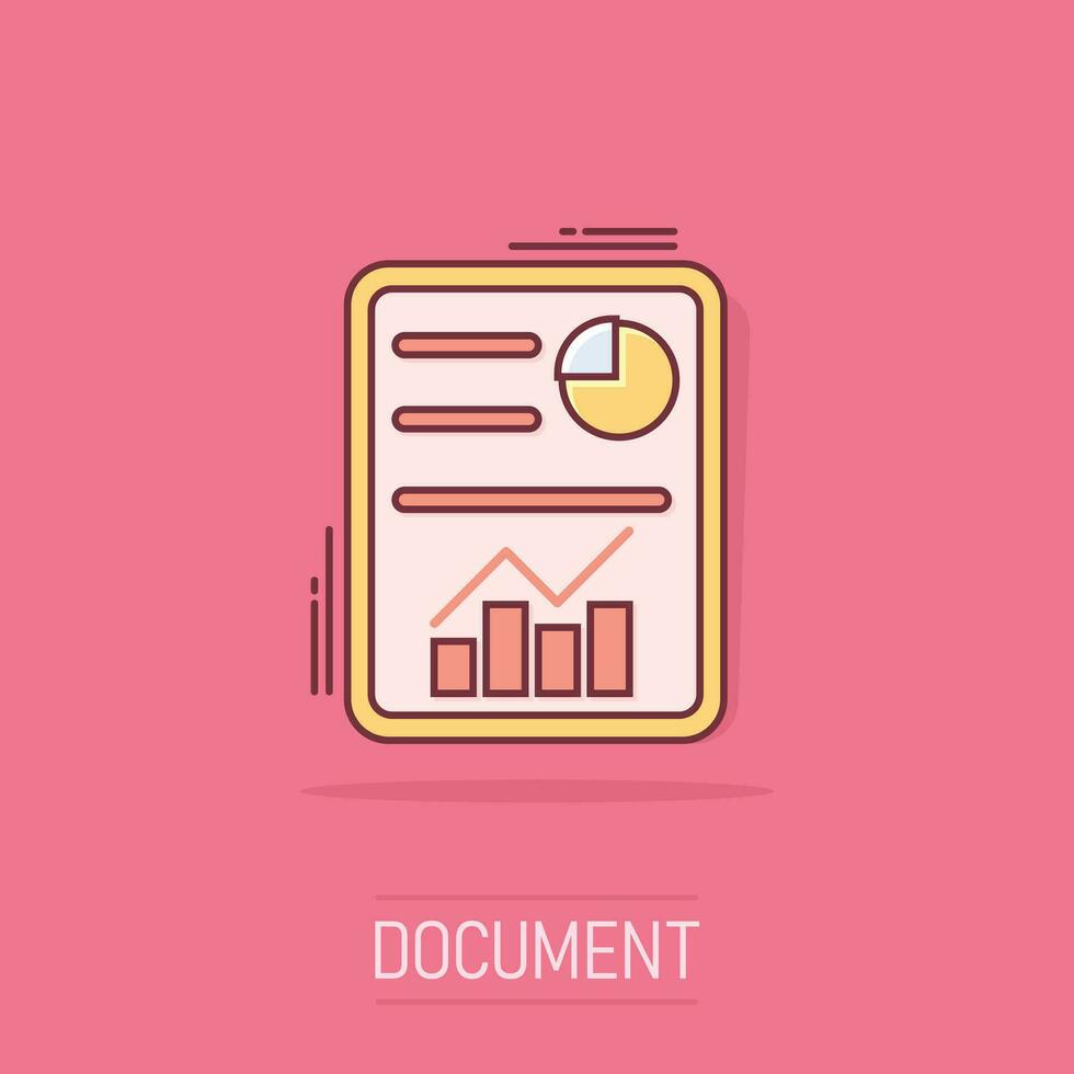 Cartoon checklist icon in comic style. Document check illustration pictogram. Diagram graph sign splash business concept. vector