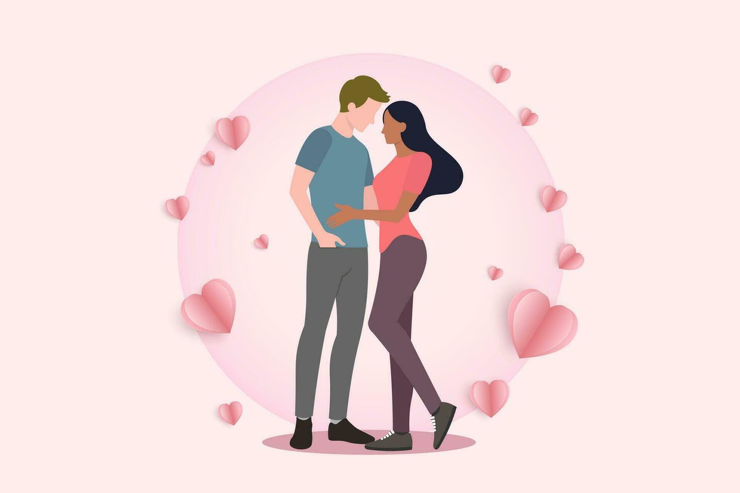 people falling in love. wedding couple men and women standing hugging and love sharing.beginning of a couple relationship.love vector illustration.