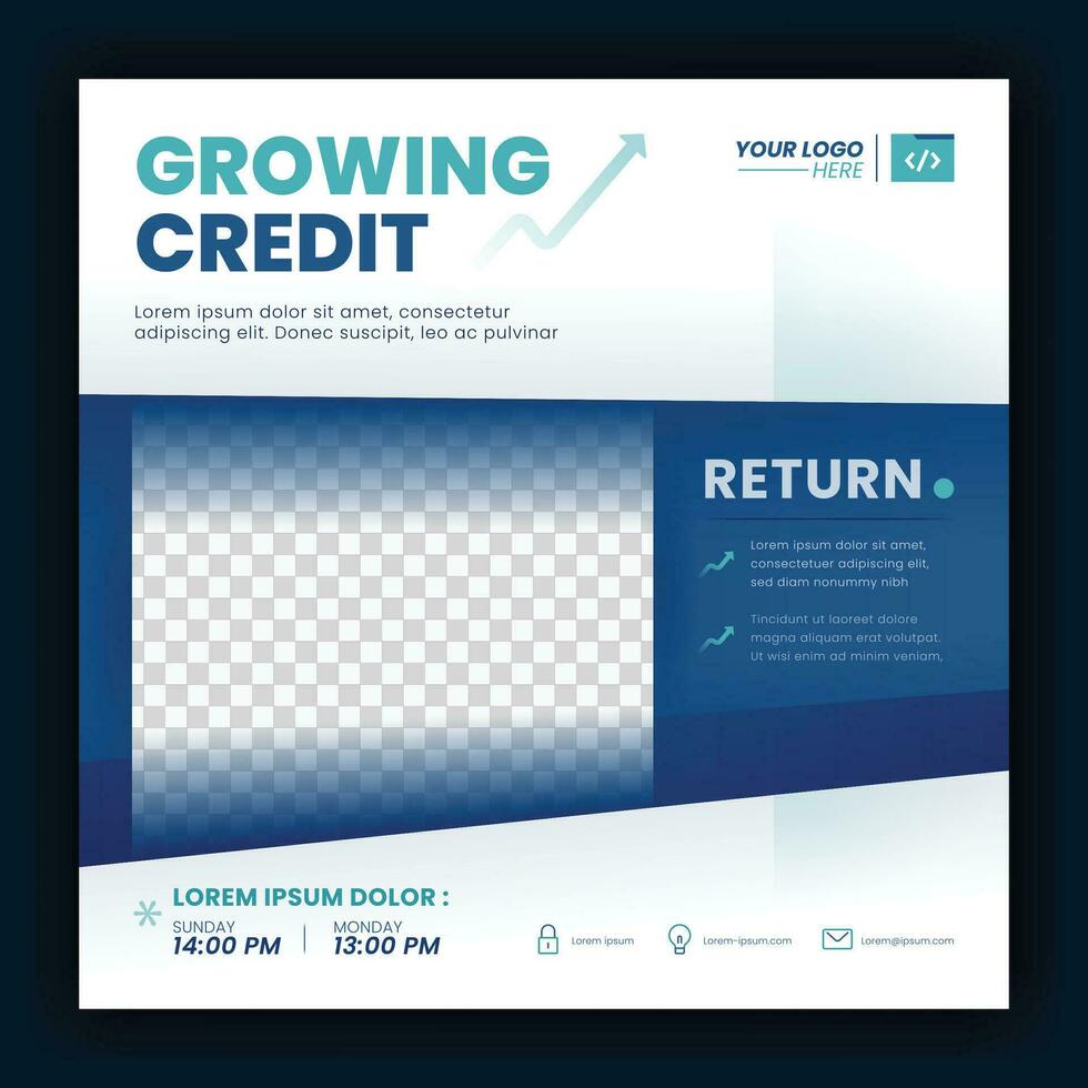 Social media template of growing credit. for banking, loans, debt and credit cards. Template can be used for websites, promotions, social media ads, brochures and flyers vector