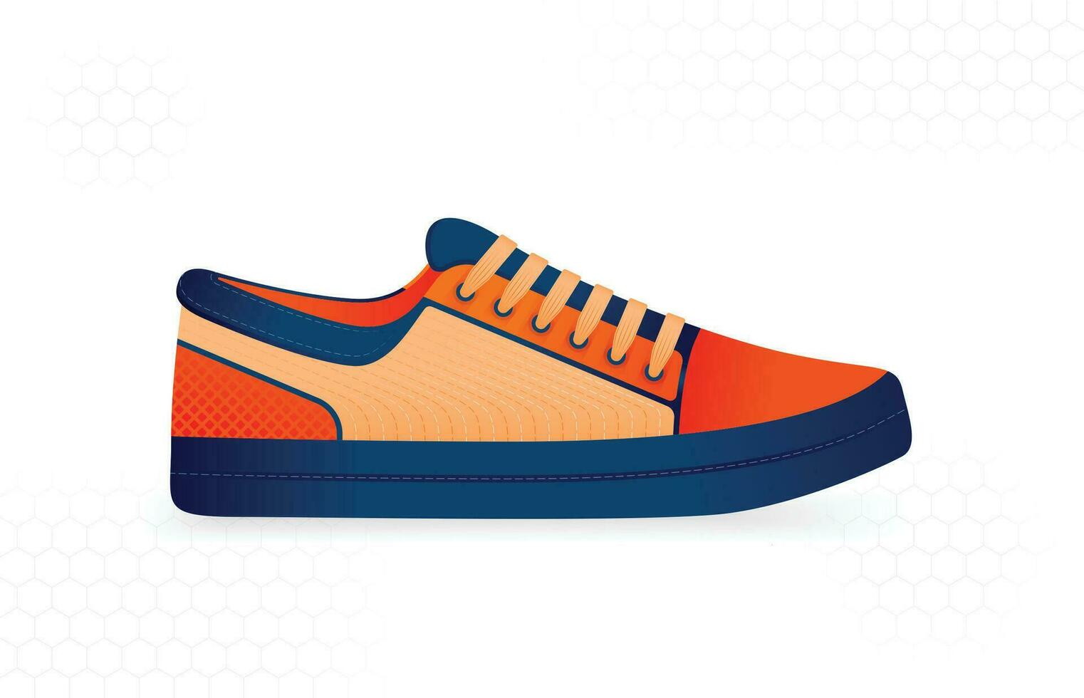 Casual orange sneakers with tightly stitched canvas material for fashion needs, parties, school, college, walking, playing and running vector