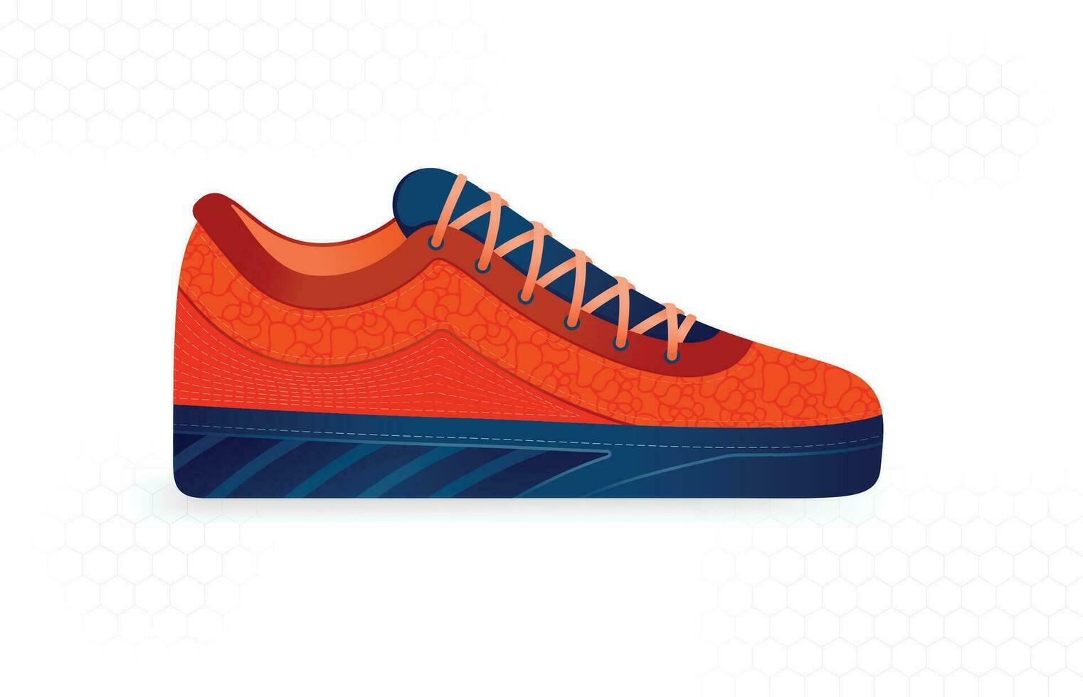 trendy orange sneakers in leather with crossed shoelaces for play, school, running, sports, gym and parties vector