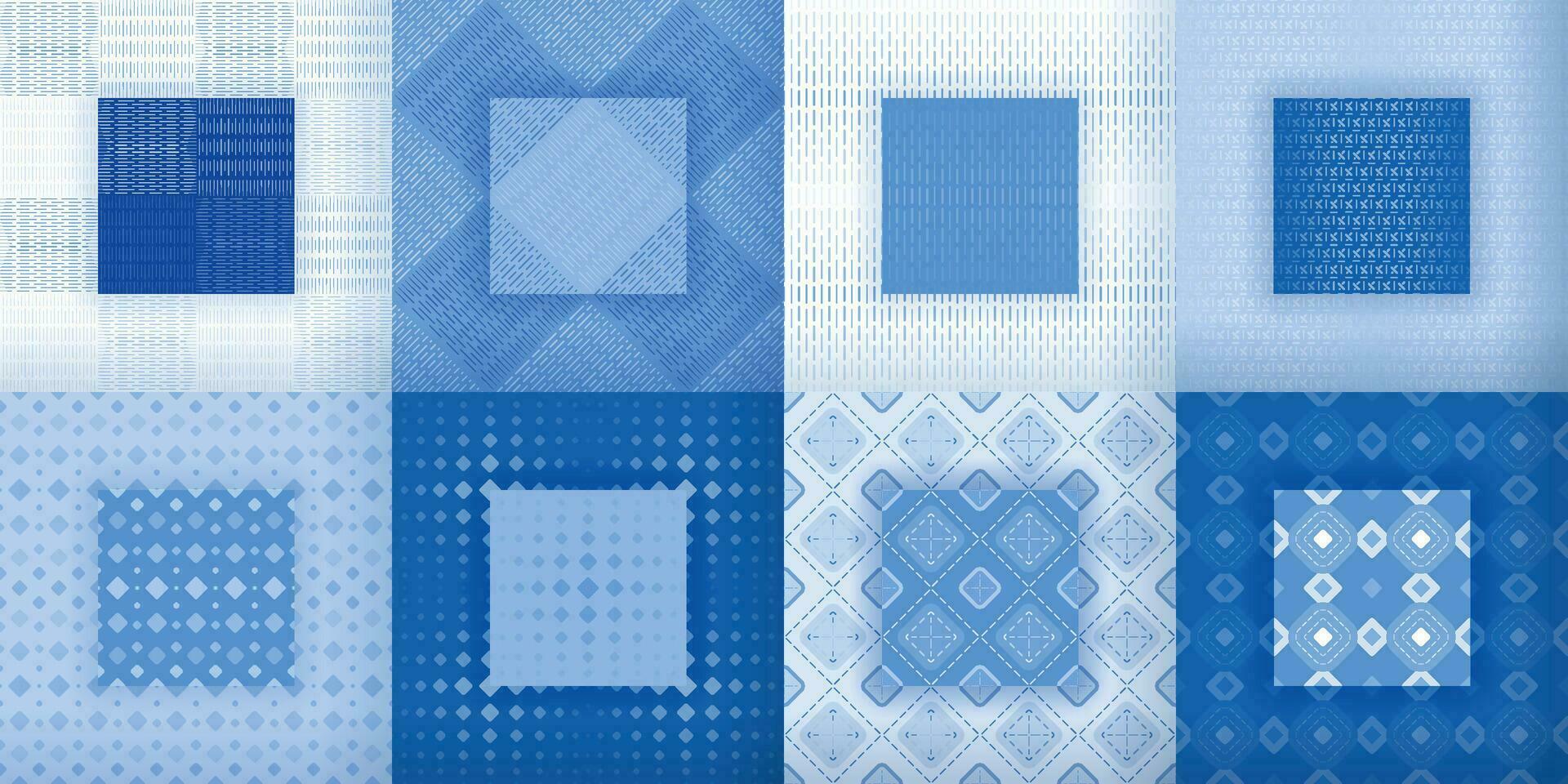 8 sin costura resumen mosaico y puntadas diseños para tela y textil vector