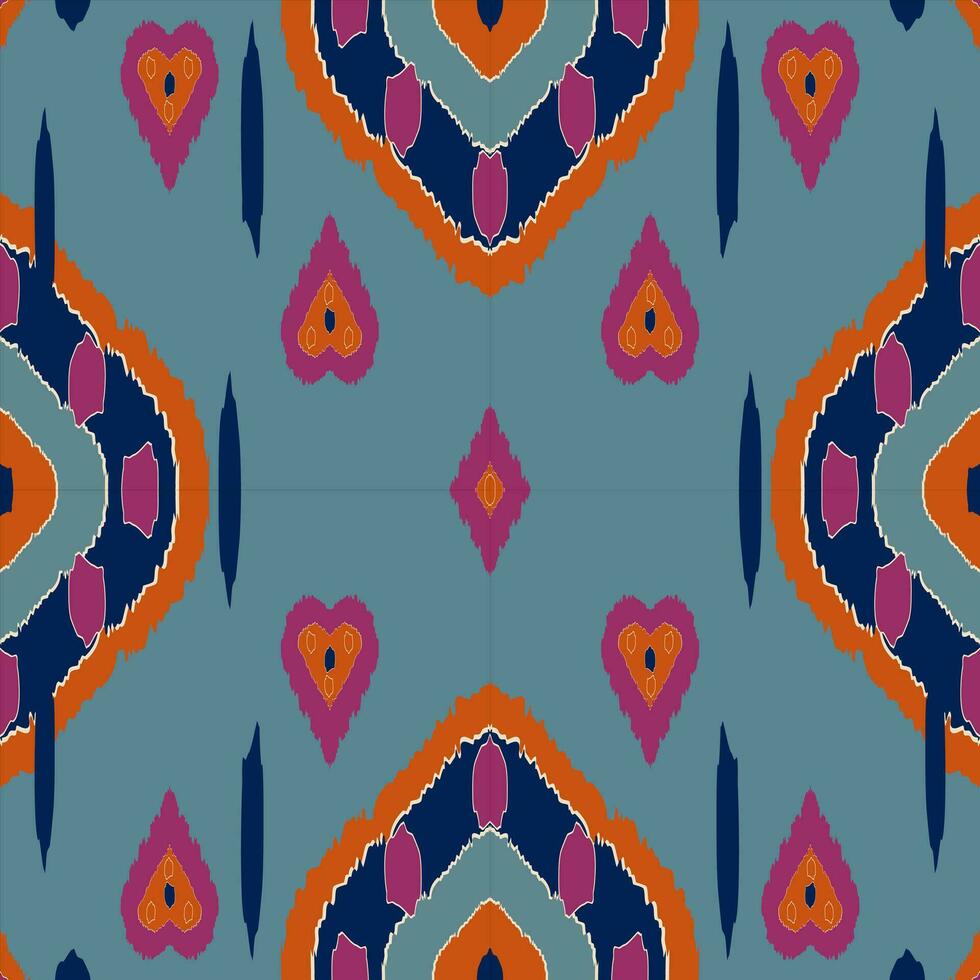ikat tribal indio sin costura modelo. étnico azteca tela alfombra mandala ornamento nativo boho cheurón textil.geometrico africano americano oriental tradicional vector ilustraciones. bordado estilo.