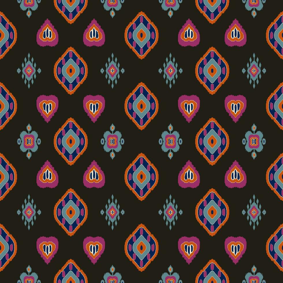 Ikat tribal Indian seamless pattern. Ethnic Aztec fabric carpet mandala ornament native boho chevron textile.Geometric African American oriental traditional vector illustrations. Embroidery style.