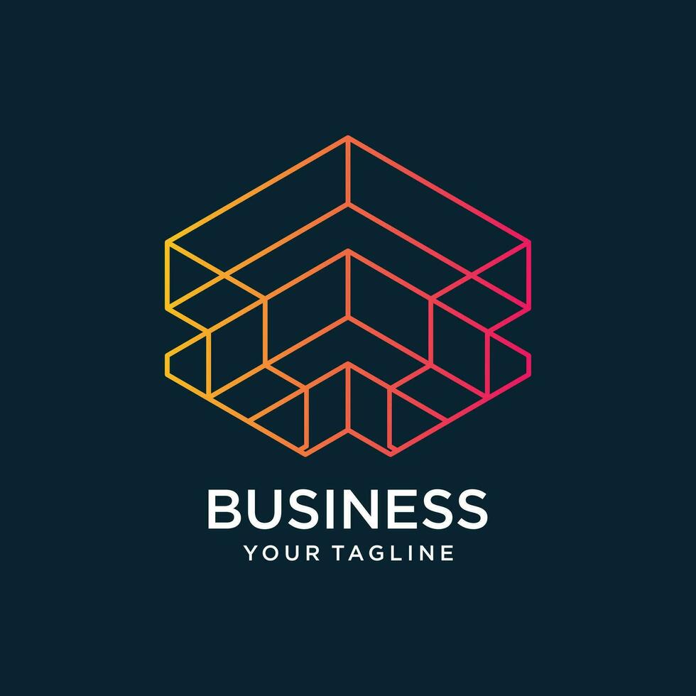 Cube tech design element icon vector with creative modern concept idea