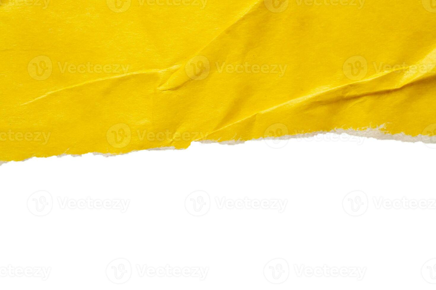 Yellow ripped paper torn edges strips isolated on white background photo