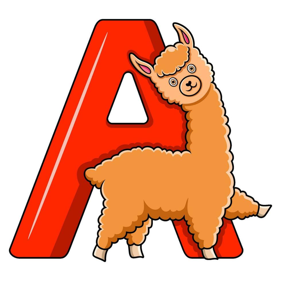 Illustration of A letter for Alpaca vector