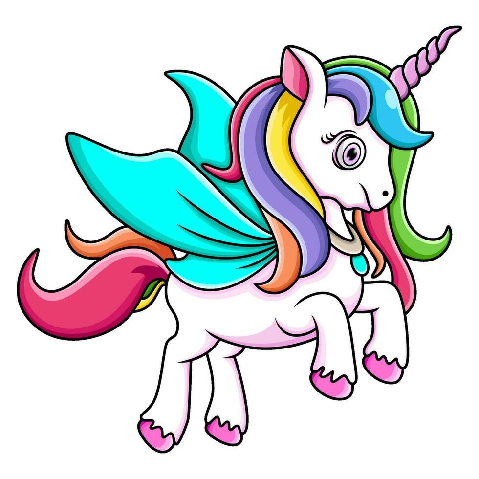 hermosa unicornio dibujos animados en blanco antecedentes vector