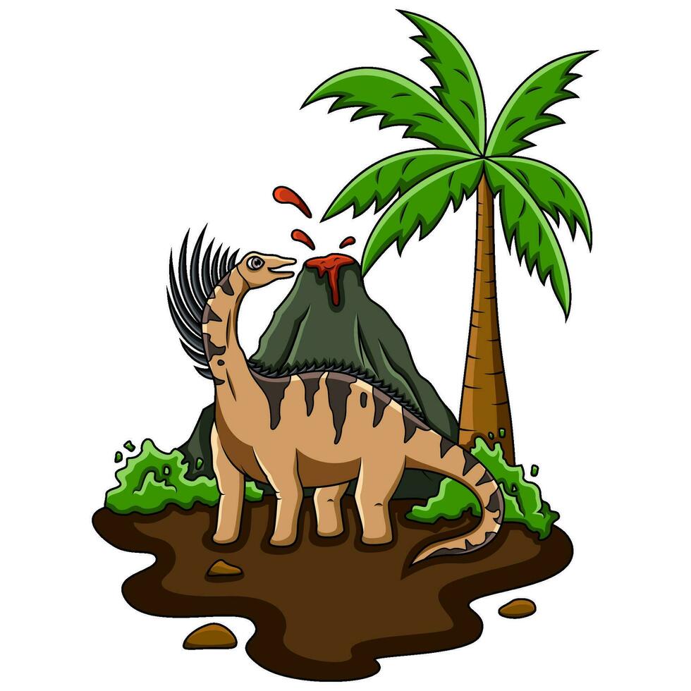 Cartoon bajadasaurus in the jungle vector