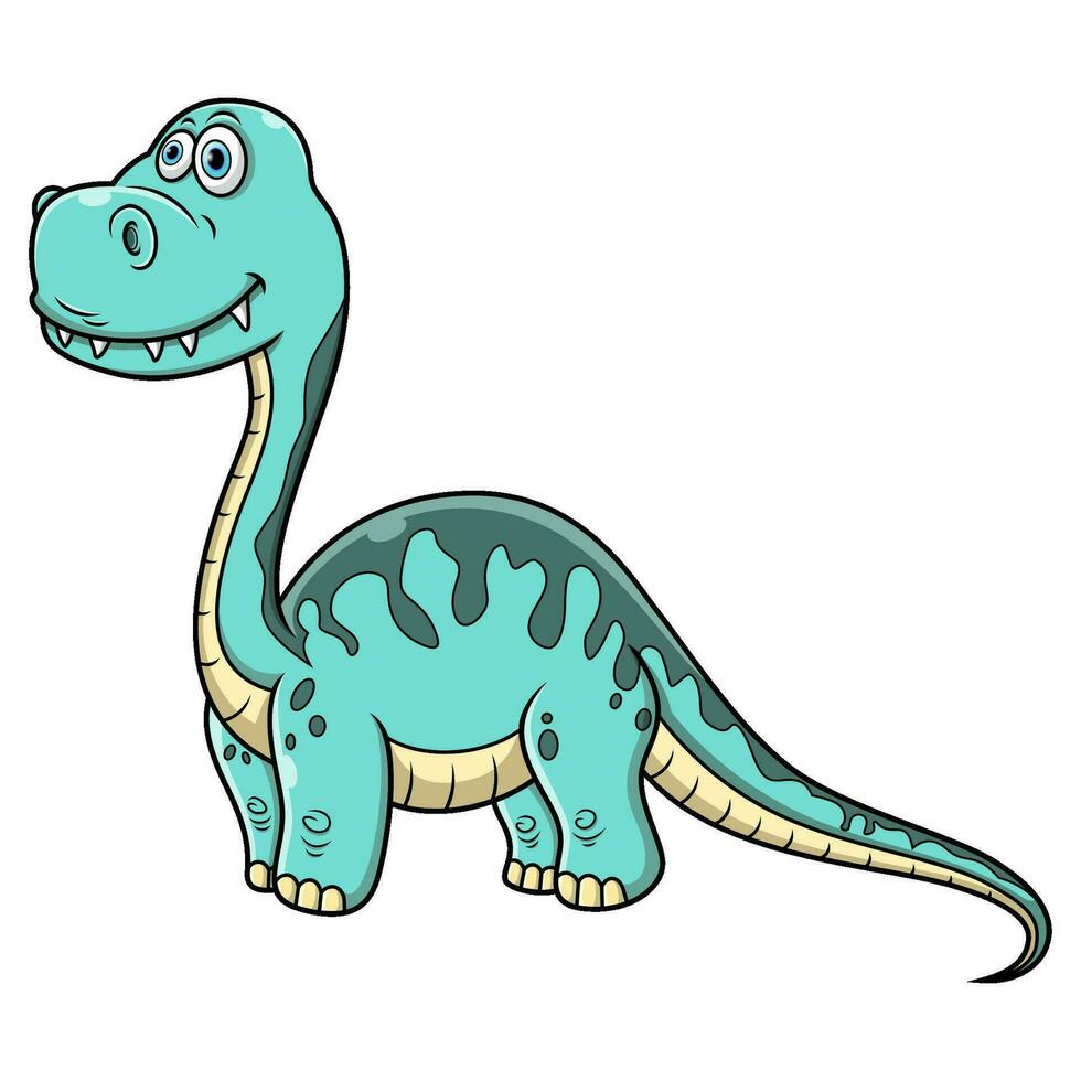 Cartoon funny baby brontosaurus dinosaur vector