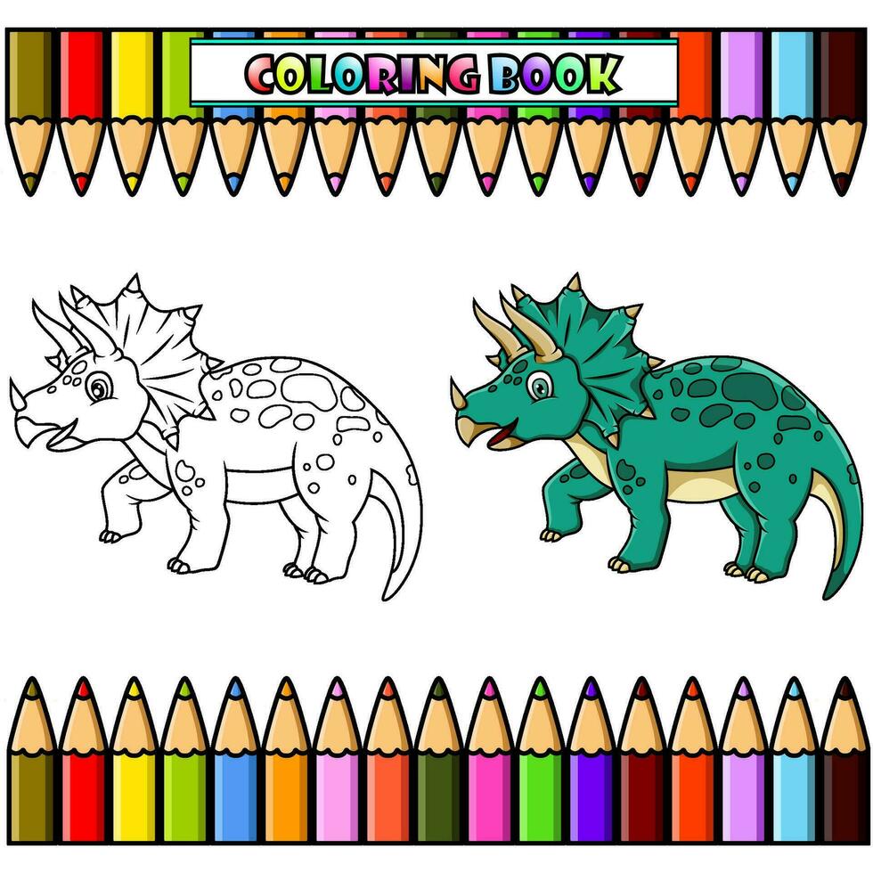 dibujos animados triceratops para colorante libro vector