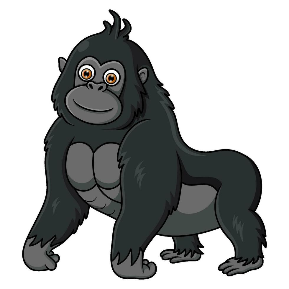 Cartoon funny gorilla on white background vector