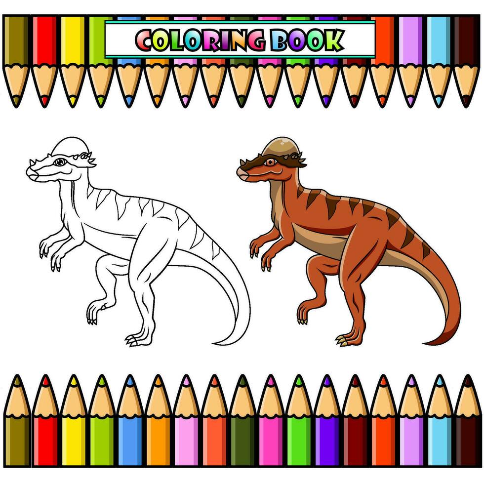 Cartoon Pachycephalosaurus for coloring book vector