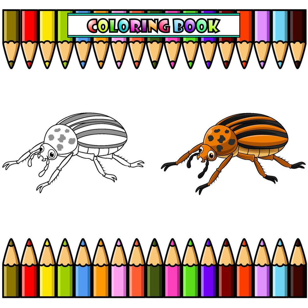 Colorado beetle cartoon for coloring book vector