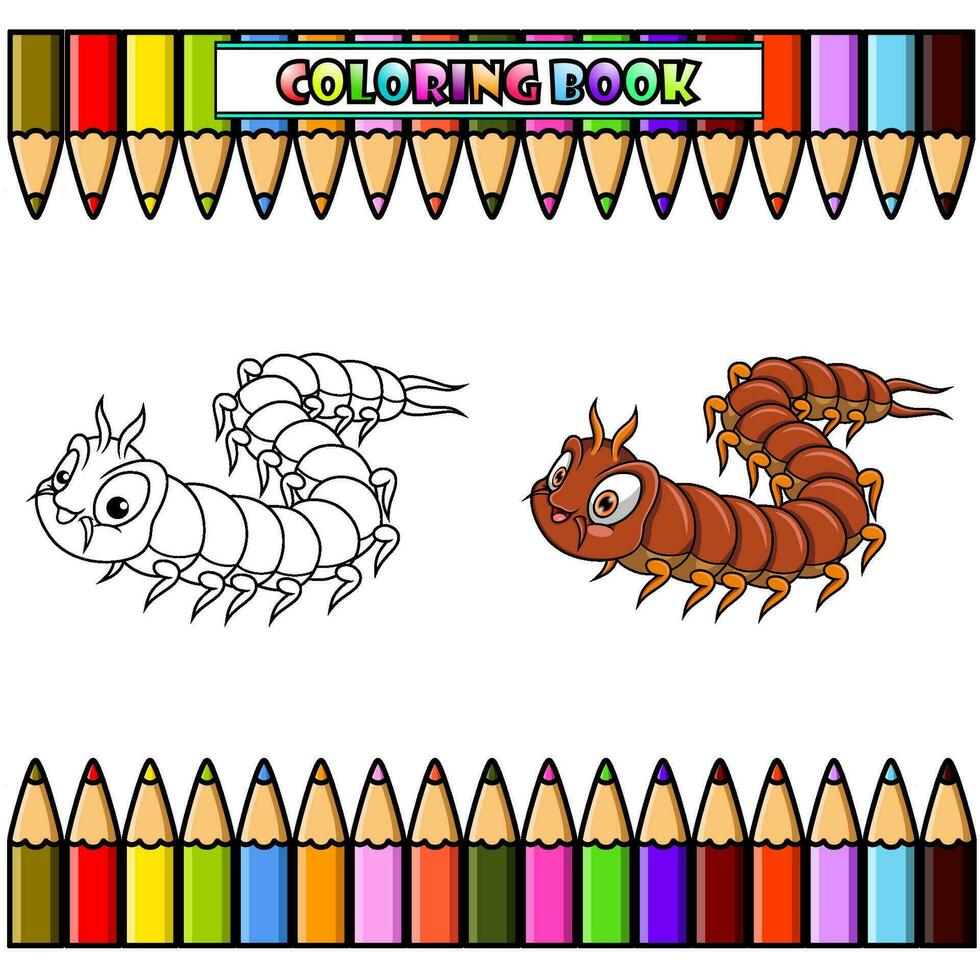 dibujos animados ciempiés para colorante libro vector