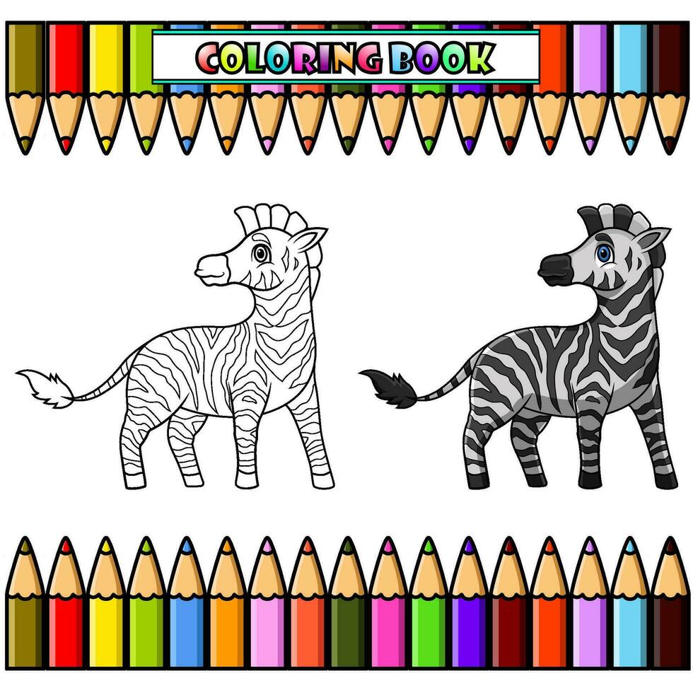 dibujos animados cebra para colorante libro vector