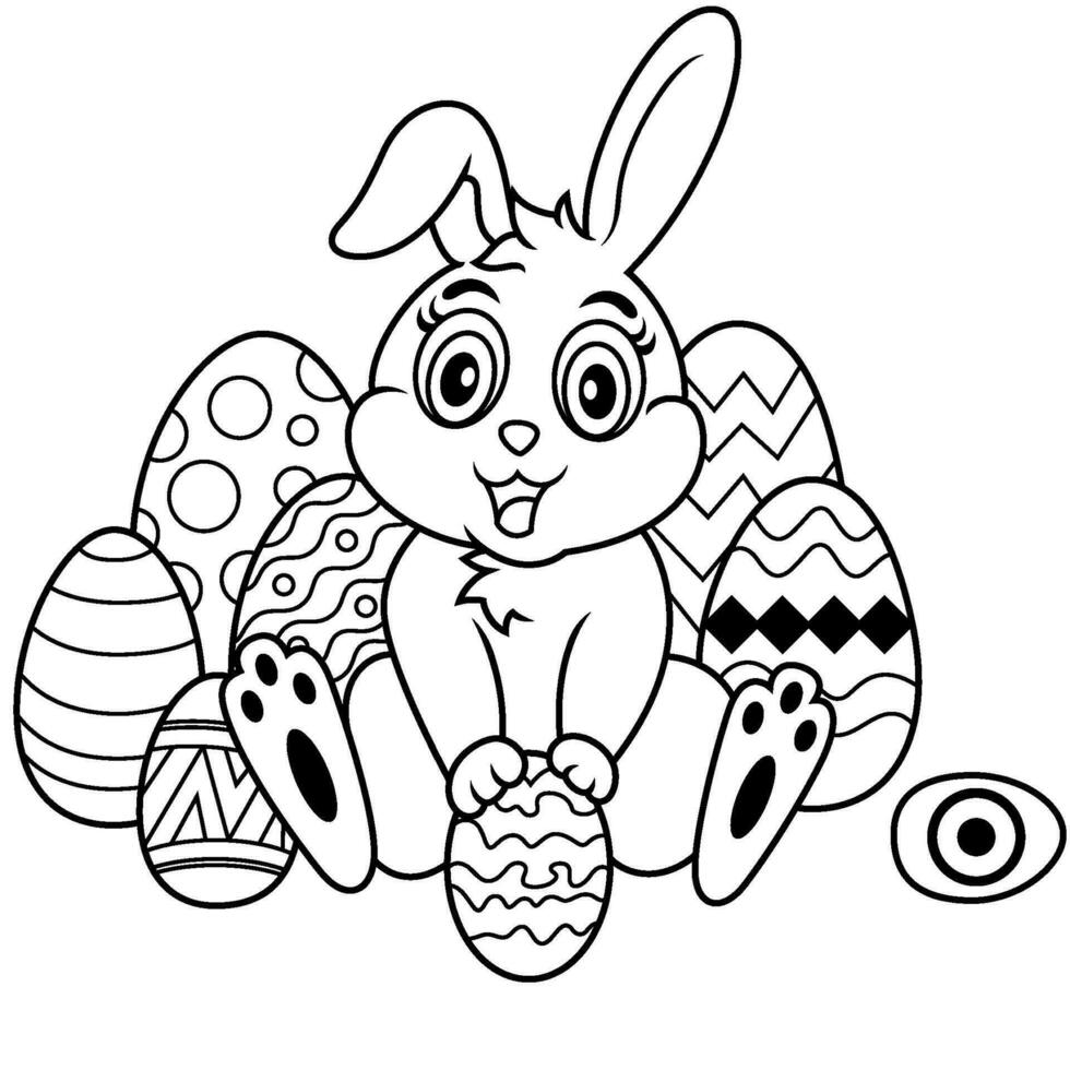 Cute little bunny with Easter egg vector