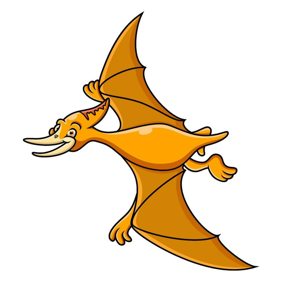 Cartoon funny pterodactyl on white background vector